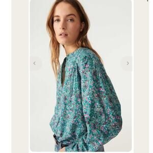 Ba&sh Xala Shirt L/S Green Floral Button Front Size 0